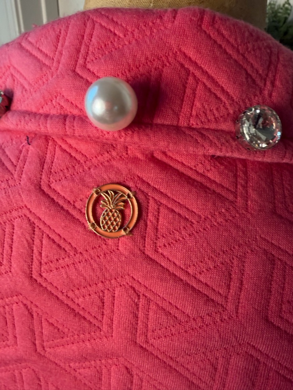 Simply Southern Collection Quilted Pullover NWT Pink Pearl Studded Sweatshirt M - Picture 5 of 7
